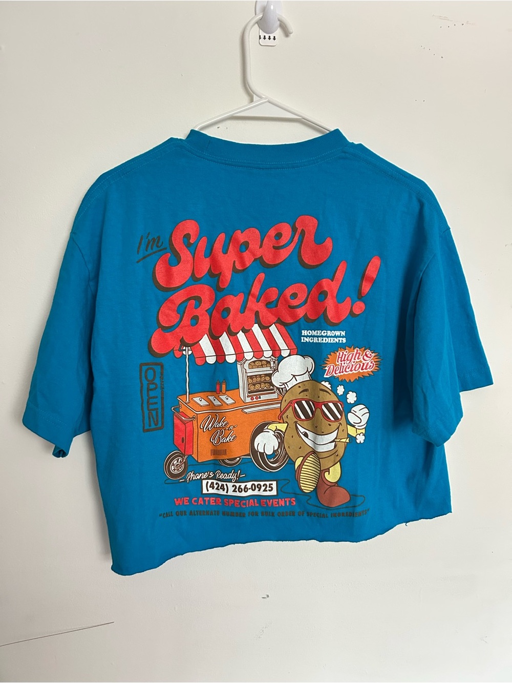Blue'I'm Super Baked' potato Blue Graphic Tee